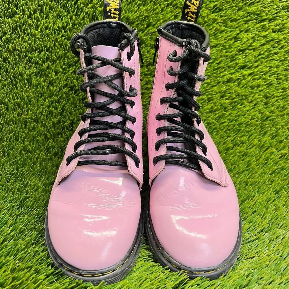 Dr. Martens 1460 Girls Size 3Y Pink Black Classic Outdoor Leather Side Zip Boots